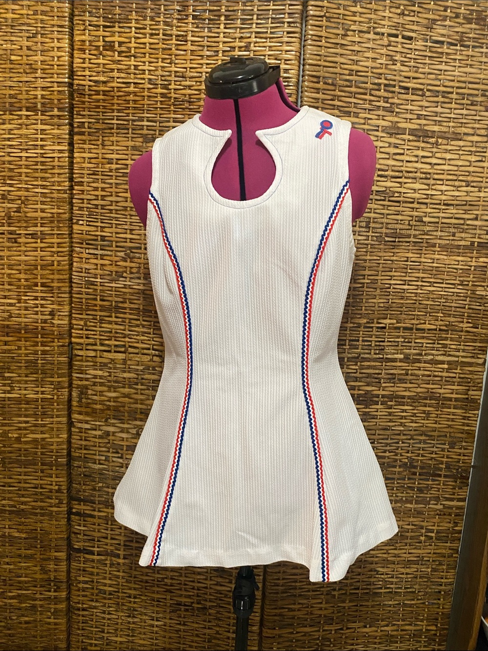 Vintage Fashion T red white blue Rick rack, tennis Dress S/M sea measurements